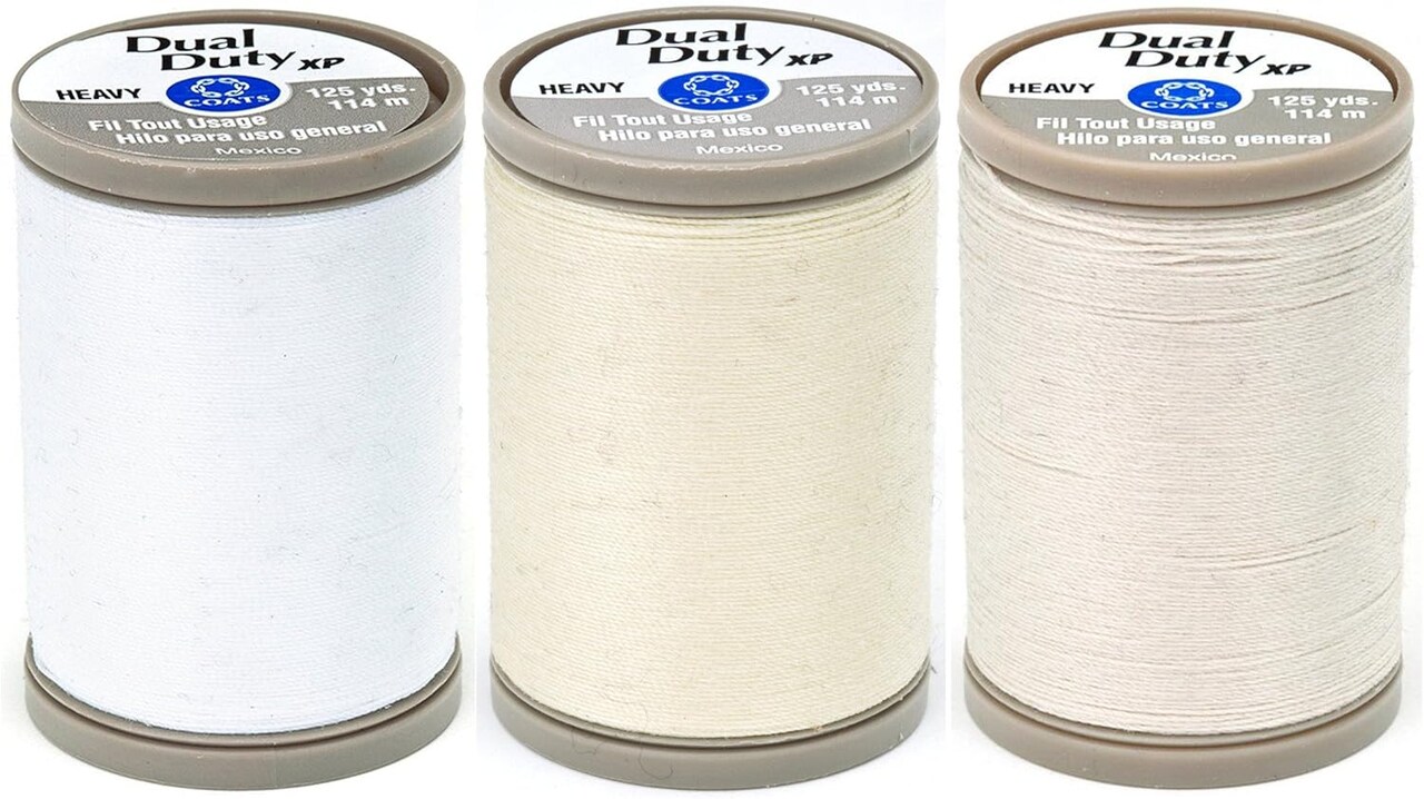 Coats & Clark 3-Pack - Dual Duty XP Heavy Weight Thread - 3 Colors- (White+Cream+Natural) 125yds Each